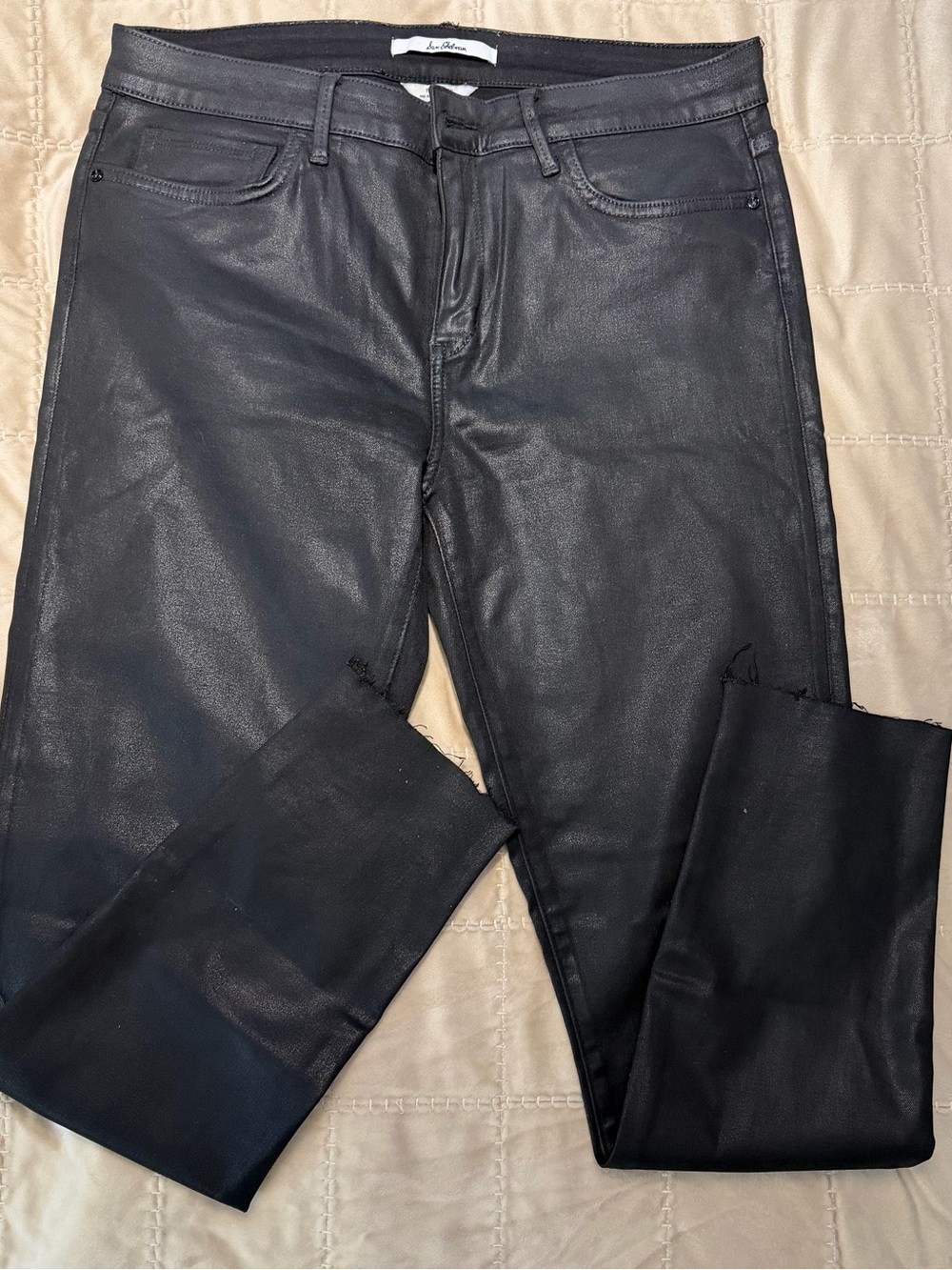Sam Edelman Men's Black Slim Faux-Leather Jeans